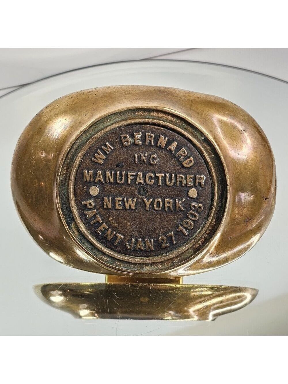 Antique Wm Bernard Inc New York Patent Jan 27 1903 Brass Match Holder Tray Stand